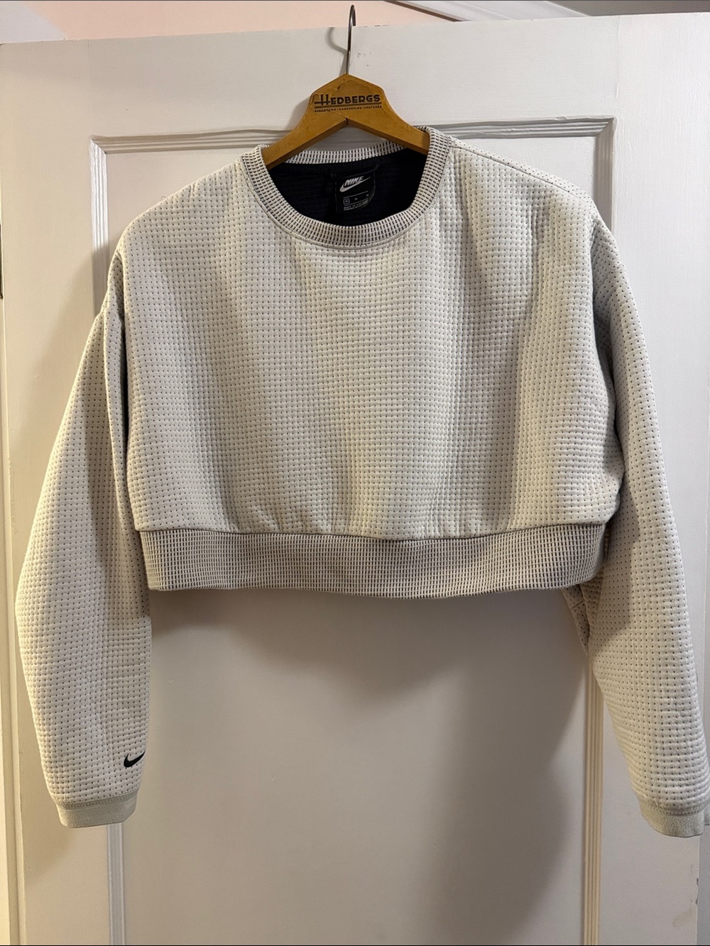 Nike Women's Cropped Waffle Crew Sweatshirt - Light Gray